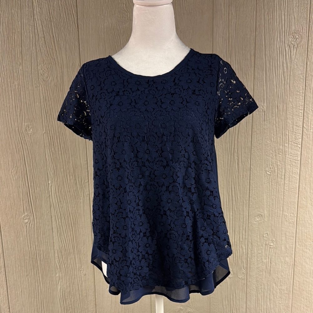 Navy Lace top